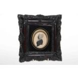 Early Victorian framed silhouette miniature, bearing pencil signature and date 1836,