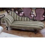 Victorian mahogany framed shaped back chaise longue.