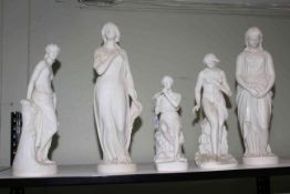 Collection of five Victorian Parian figures; Edgar Papworth MAIDENHOOD and BEATRICE, 54cm,
