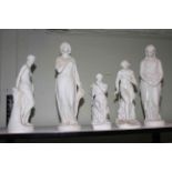 Collection of five Victorian Parian figures; Edgar Papworth MAIDENHOOD and BEATRICE, 54cm,