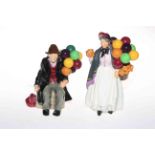 Two Royal Doulton figures, The Balloon Man and Biddy Penny Farthing.