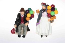 Two Royal Doulton figures, The Balloon Man and Biddy Penny Farthing.