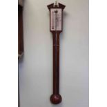 Reproduction mahogany stick barometer, length 94cm.