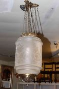 A good Victorian brass centre ceiling light,