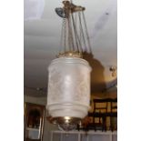 A good Victorian brass centre ceiling light,