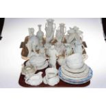 Large collection of over thirty pieces of mostly Victorian Parian wares, including hand vases,