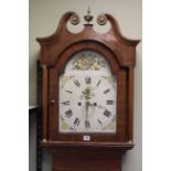 Inlaid mahogany and oak eight day longcase clock, with painted dial Tho.