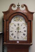 Inlaid mahogany and oak eight day longcase clock, with painted dial Tho.