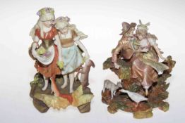 Two Volkstedt and Ernst, Vienna pastoral figure groups, 17cm.