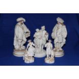 Pair of Victorian Parian figures of 18th Century gentleman with book,