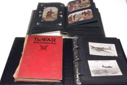 Album of WWI postcards including silks, soldiers, patriotic,