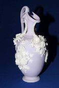 Victorian lavender tinted Parian ewer, possible Samuel Alcock,