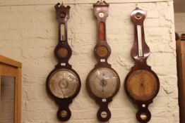 Three incomplete 19th Century barometers, together with some dials and bezels.