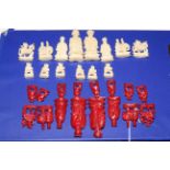 Set of small ivory chess pieces, up to 6cm.