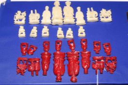 Set of small ivory chess pieces, up to 6cm.