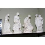 Collection of four Victorian Parian figures; Foley INNOCENCE, 41cm, BACCHUS and ARIADNE, 47cm,