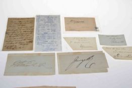 Historical royalty and political (Prime Ministers) autograph clippings and letter including