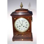 Brass inlaid mahogany mantel clock with French striking movement,