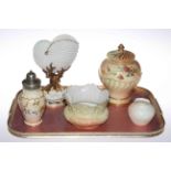 Royal Worcester blush pot pourri, shell and coral vase, two Locke vases and Carlton Ware caster (5).