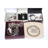 Collection of silver jewellery and 19th Century silver fob watch.
