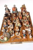 Collection of fourteen Hummel figures and other ornaments.