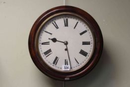 19th Century mahogany wall clock with single fusee pendulum movement.