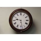 19th Century mahogany wall clock with single fusee pendulum movement.