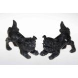 Pair Chinese metal dogs of fo.