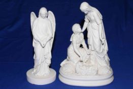 Victorian Parian group, The Finding of Moses, circa 1860, 34cm; and Minton Parian figure,