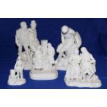 Collection of five Victorian Parian groups including Joe's Farewell by DC French,