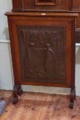 Oak Arts & Crafts copper panelled firescreen, 67cm by 95cm.