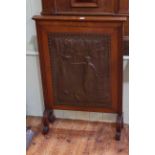 Oak Arts & Crafts copper panelled firescreen, 67cm by 95cm.