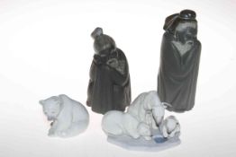 Two Lladro Polar Bear groups and two Oriental's (4).