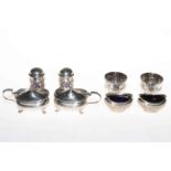 Pair silver lidded mustard pots,