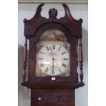 Victorian mahogany and oak 30 hour longcase clock, having painted arch dial signed Humphrey,