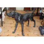Large bronze dog (Pointer?), 115cm by 80cm by 26cm.