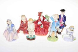 Collection of six Royal Doulton figures including Lydia and This Little Pig;
