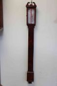 Mahogany stick barometer, J. Sutherland, Derby, circa 1810, length 103cm.