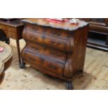 Dutch floral marquetry four drawer bombé front chest, 91cm by 83cm.