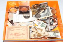 Box with mostly coins.