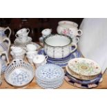 Four Minton dessert plates, Royal Stafford 'Enchantment' tea set, blue and white plates,