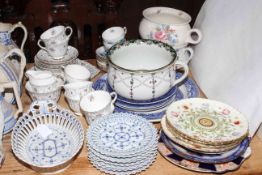 Four Minton dessert plates, Royal Stafford 'Enchantment' tea set, blue and white plates,