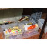 Collection of fishing ex-shop stock, fly tying, hooks, etc.