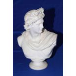 Copeland Parian bust of Apollo, 36cm.