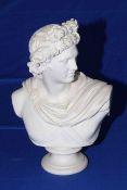 Copeland Parian bust of Apollo, 36cm.