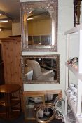 Collection of seven various framed wall mirrors.