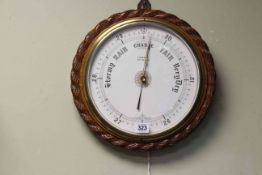 Oak cased aneroid barometer Lennie, Edinburgh,