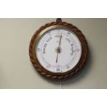 Oak cased aneroid barometer Lennie, Edinburgh,