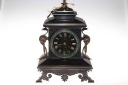 Victorian bronze mounted marble clock, the dial signed Vaughan, Newport,