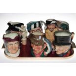 Collection of seven Royal Doulton character jugs including Sir Francis Drake,